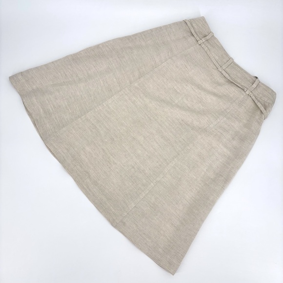 Part Two Beige A-Line Embroidered Detail Linen-Blend Knee Length Skirt, 8 - Picture 2 of 16